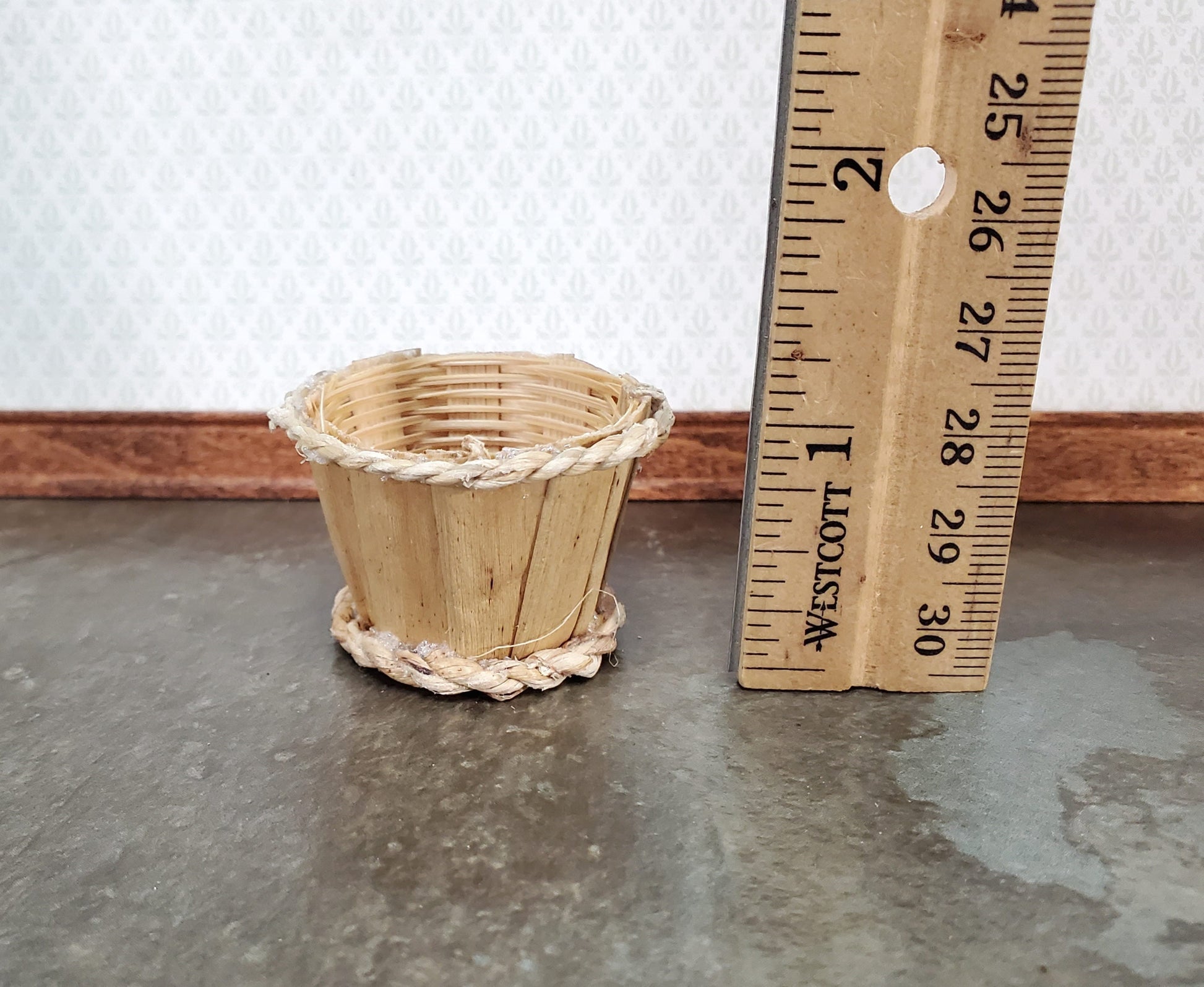 Dollhouse Bushel Basket Empty Natural Fiber 1:12 Scale Miniature
