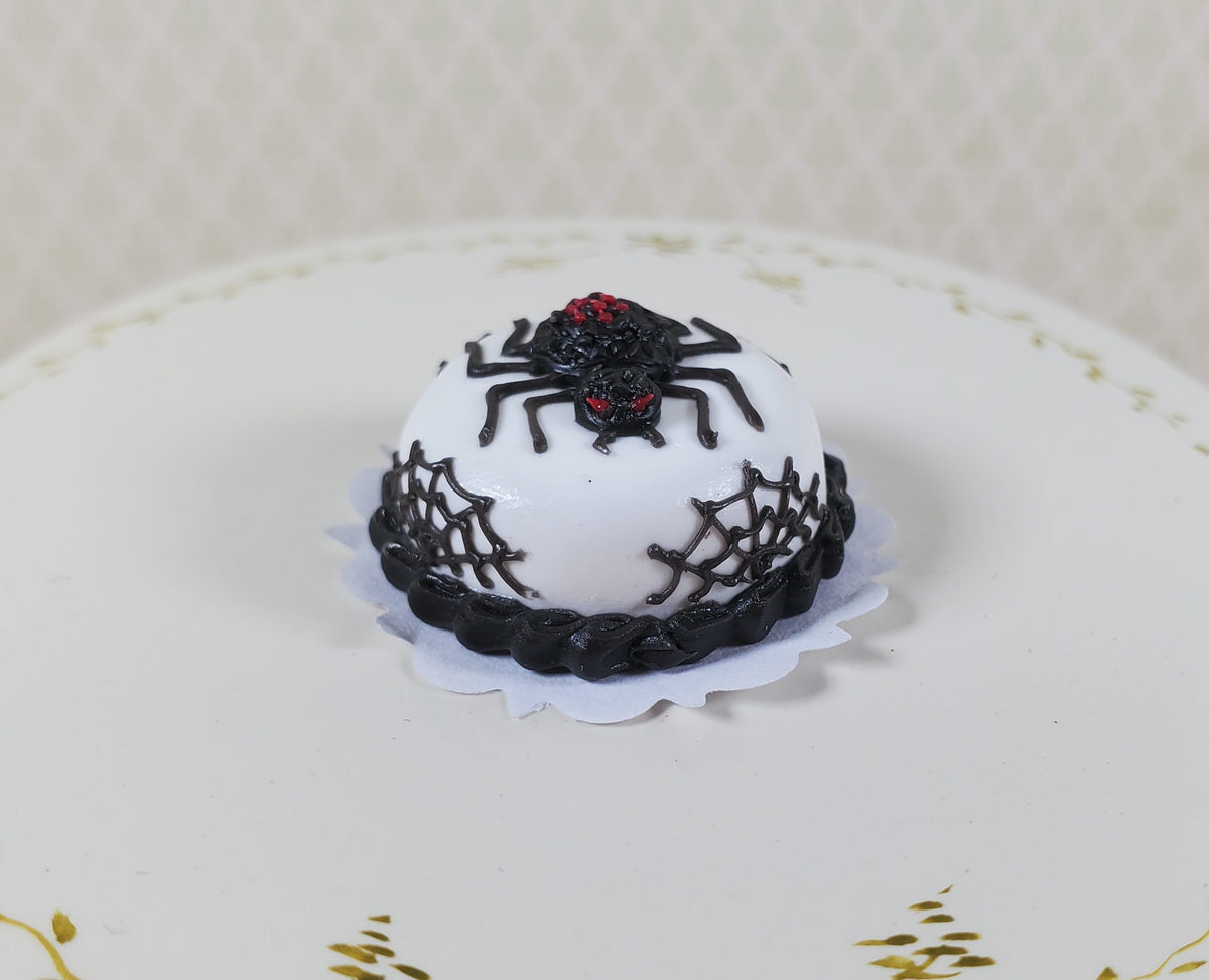 Dollhouse Halloween Cake Black Window Spider 1:12 Miniature Food Prop