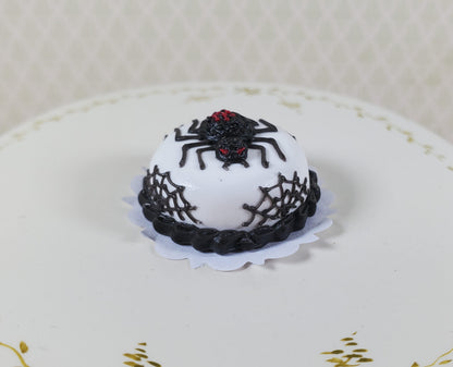 Dollhouse Halloween Cake Black Window Spider 1:12 Miniature Food Prop