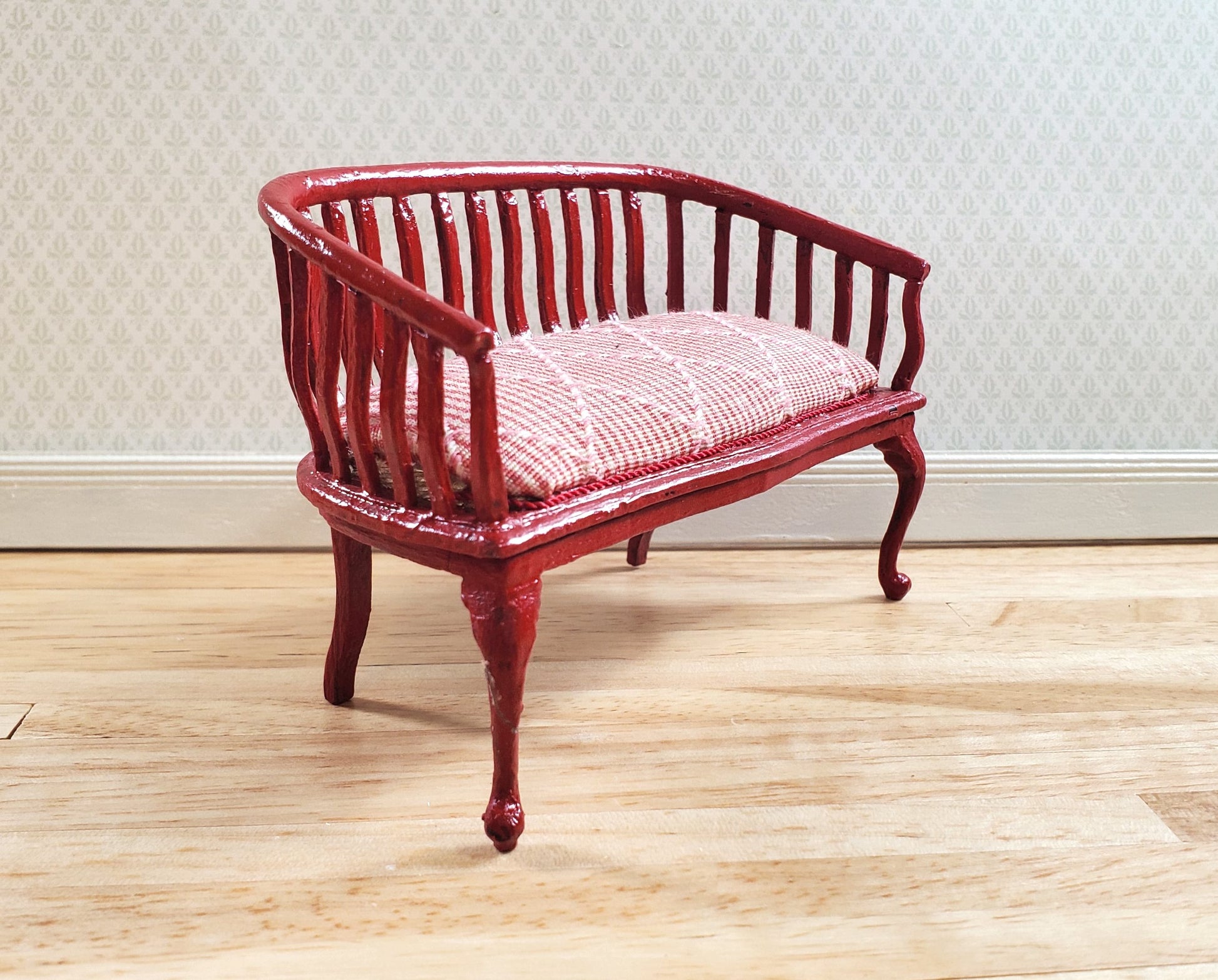 Dollhouse Padded Bench Handmade Estate Piece 1:12 Scale Miniature Furniture