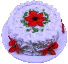 Dollhouse White Cake with Red Flowers 1:12 Scale Miniature Dessert Food