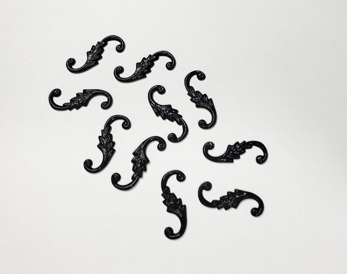 Dollhouse S Hook Shutter Dogs or Furniture Applique Scroll Ornament 1:12 Black