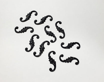 Dollhouse S Hook Shutter Dogs or Furniture Applique Scroll Ornament 1:12 Black