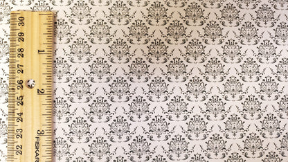 Dollhouse Wallpaper Beige Dark Green Damask 3 Sheets 1:12 Scale Miniature