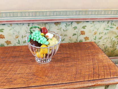 Dollhouse Glass Flared Ribbed Bowl 1:12 Scale Miniature Decor