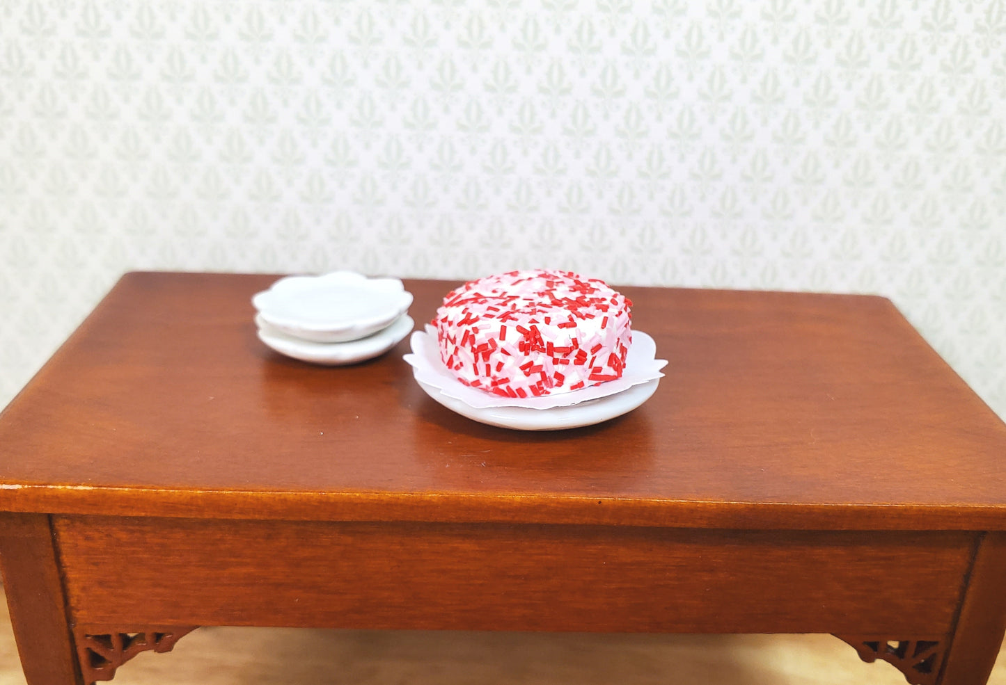 Dollhouse Peppermint Sprinkle Cake 1:12 Scale Miniature Dessert Food
