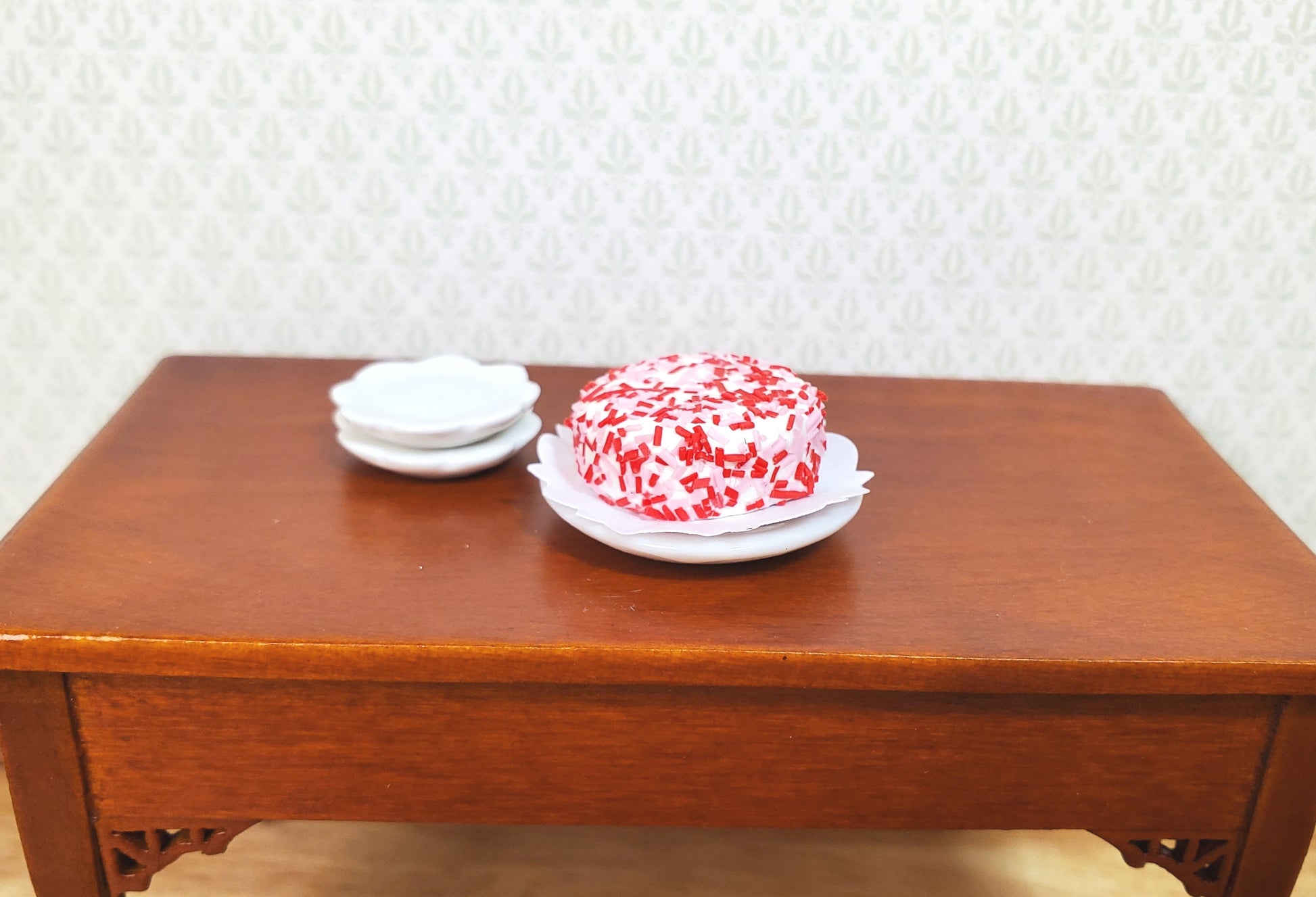 Dollhouse Peppermint Sprinkle Cake 1:12 Scale Miniature Dessert Food