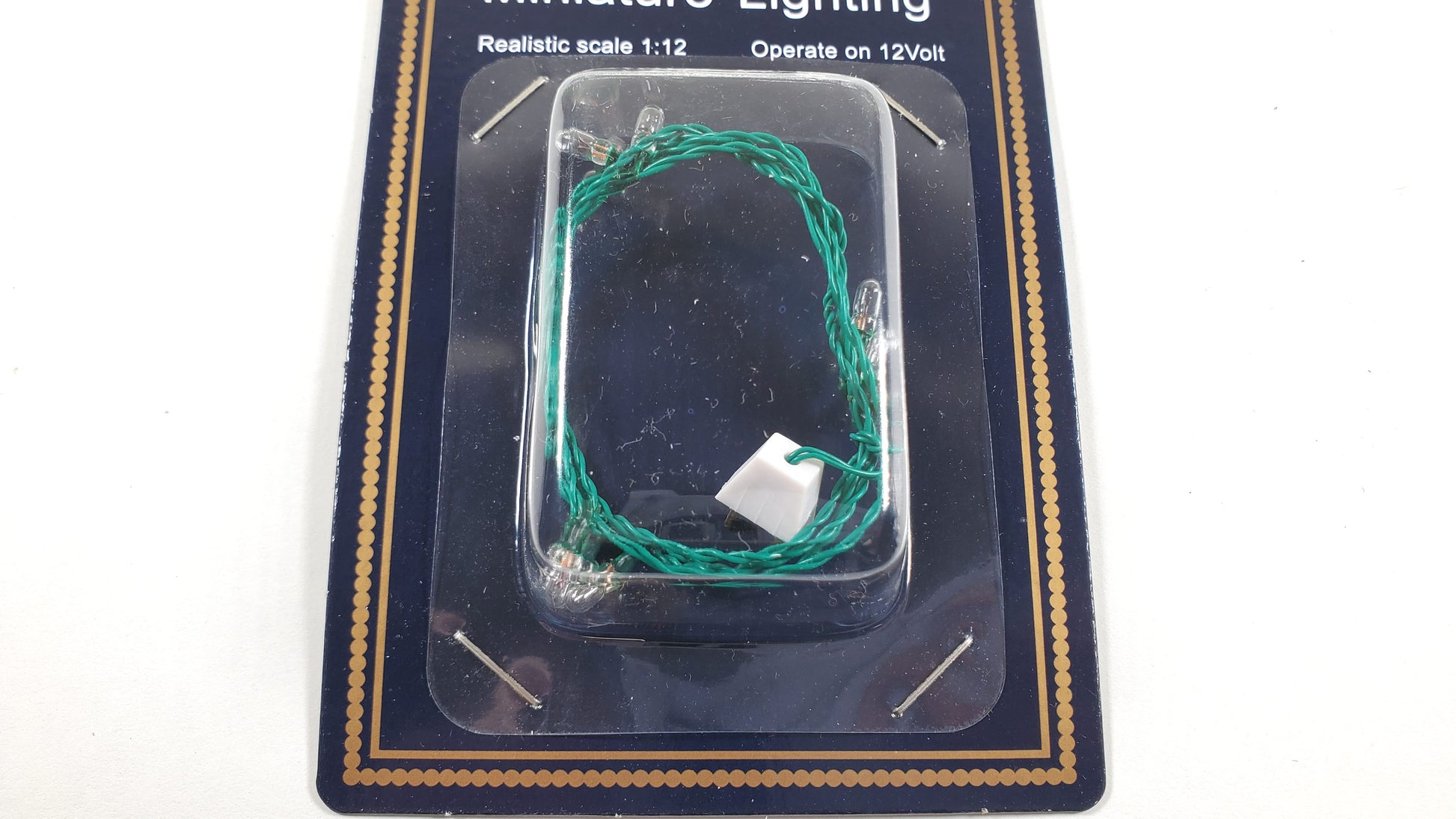 Dollhouse Clear Christmas Lights 12 Volt with Plug Green Wire 12 Bulbs