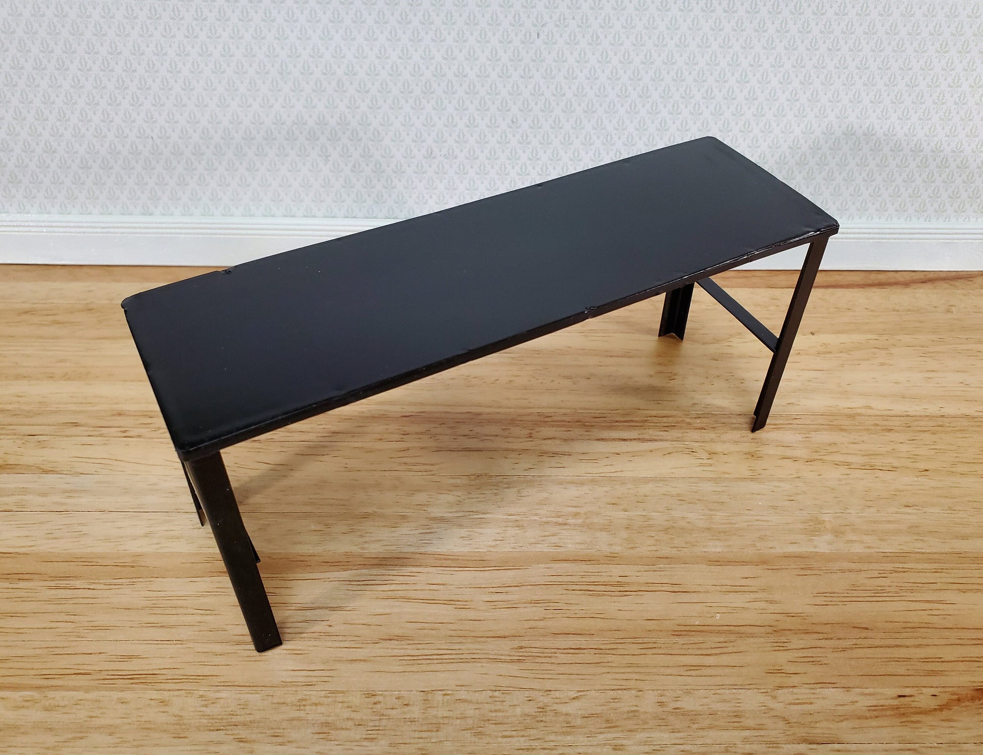 Dollhouse Work Table Workbench Black Metal 1:12 Scale Miniature Industrial
