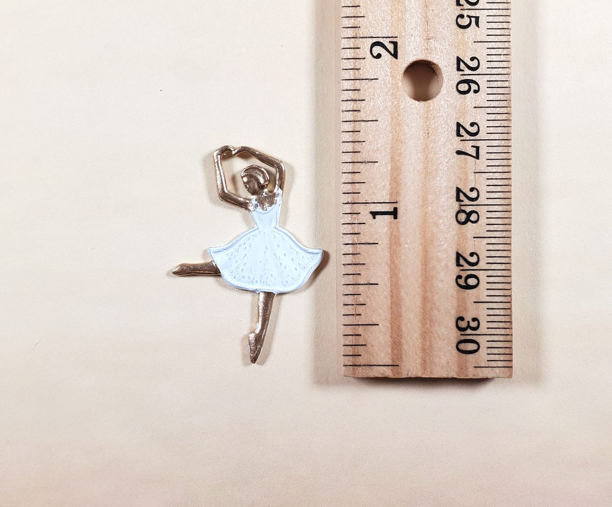 Ballerina White & Gold Metal Embellishment Wall Art 1 3/8"