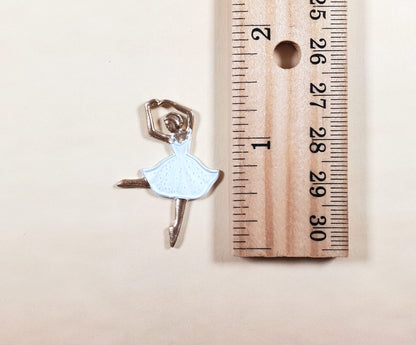 Ballerina White & Gold Metal Embellishment Wall Art 1 3/8"