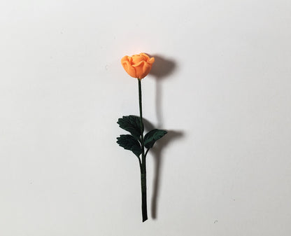 Dollhouse Apricot Rose Single Stem with Foliage 1:12 Scale Miniature