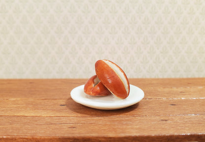 Dollhouse Split Crust Bread Loaf 2 Pieces 1:12 Scale Miniature Food Kitchen