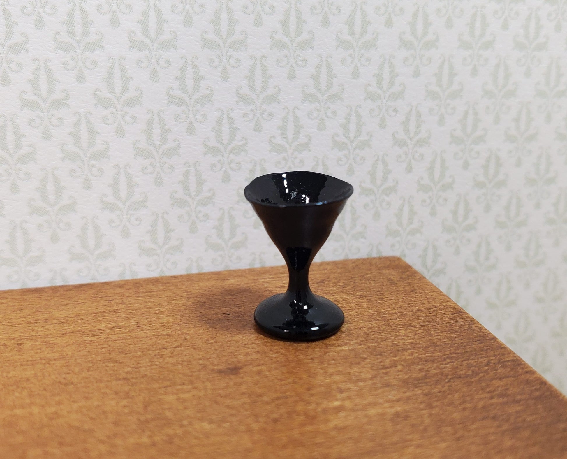 Dollhouse Black Martini Glass Small 1:12 Scale Miniature Kitchen Halloween Decor
