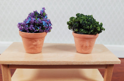 Dollhouse Miniature Clay Pots with Faces Garden Planters Set of 2 1:12 Scale