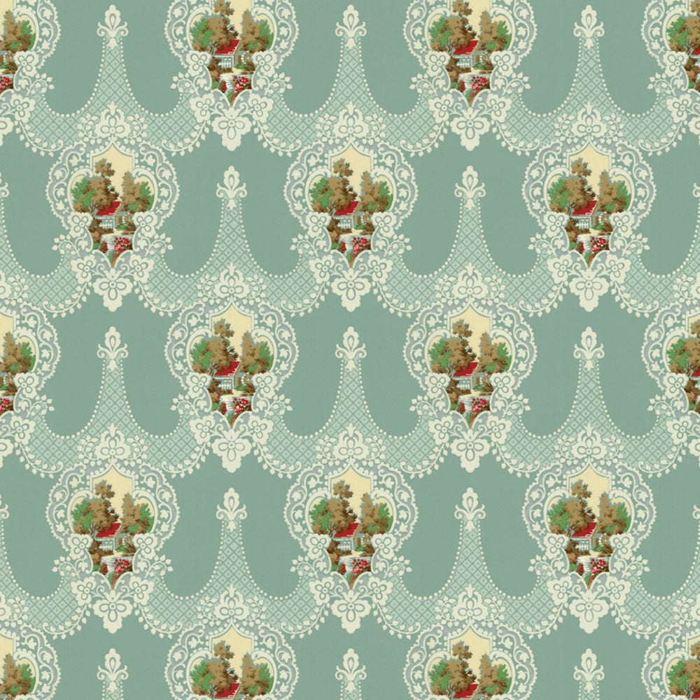 Dollhouse Wallpaper The Old Mill Blue Gray Bradbury & Bradbury 1:12 Scale