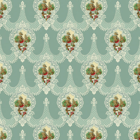 Dollhouse Wallpaper The Old Mill Blue Gray Bradbury & Bradbury 1:12 Scale