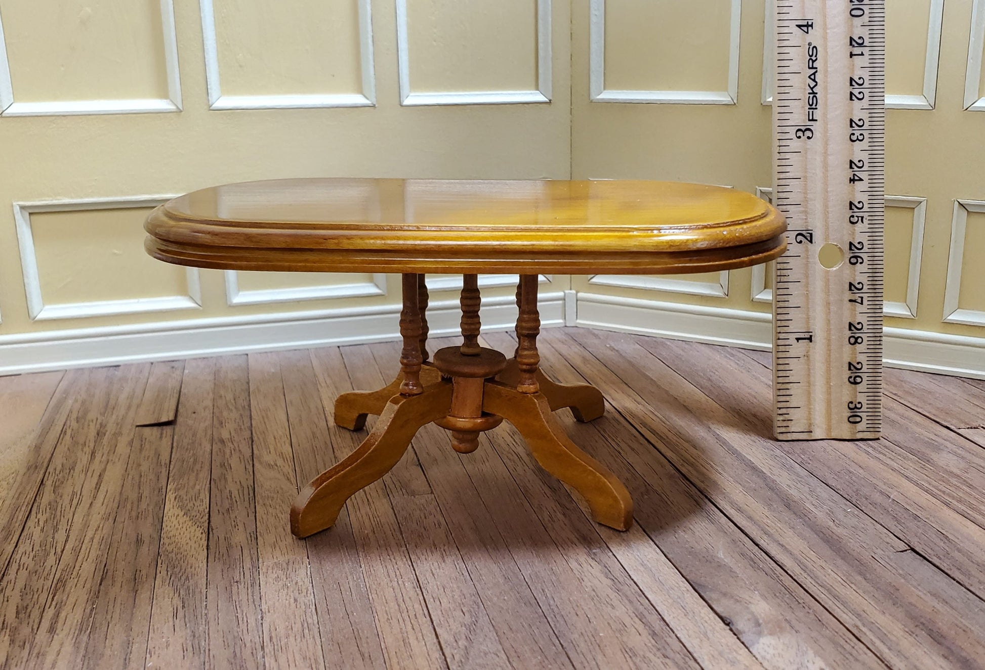 Dollhouse Dining Room Set Table Chairs Buffet in Walnut 1:12 Scale Miniature Furniture