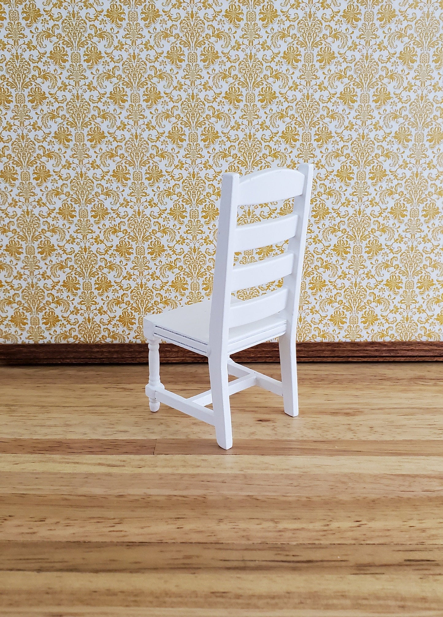 Dollhouse Miniature Chair Ladderback for Kitchen or Dining Room 1:12 Furniture White Finish