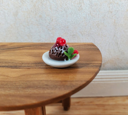 Dollhouse HALF SCALE Chocolate Souffle Cake 1:24 Miniature Food