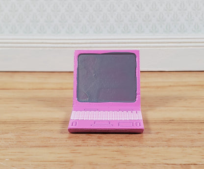 Dollhouse Modern Laptop Computer PINK Metal 1:12 Scale Miniature