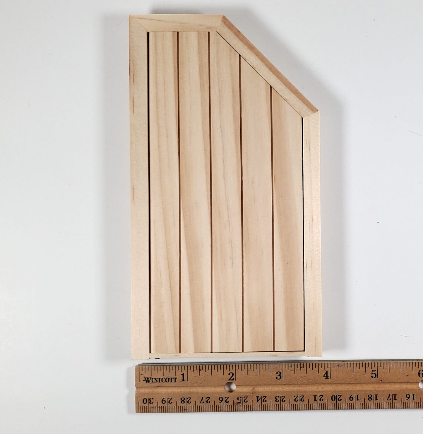 Dollhouse Attic Door Angled Top 1:12 Scale Miniature Unpainted Wood