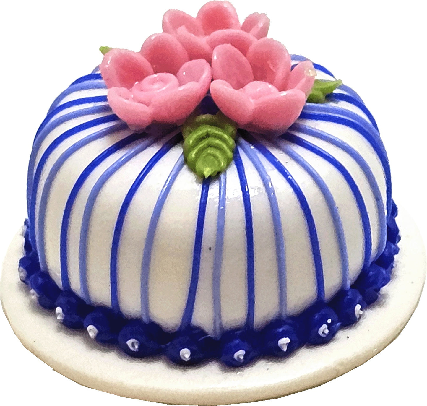 Dollhouse Blue Striped Cake 1:12 Scale Miniature Dessert Food