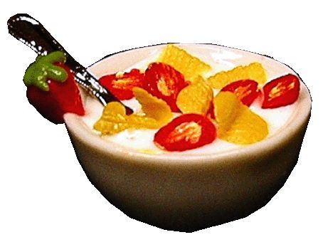 Dollhouse Cornflakes Milk and Strawberries in a Bowl 1:12 Scale Miniature Food