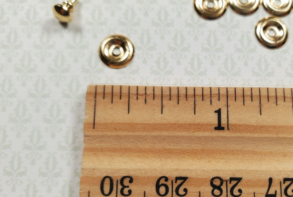 Dollhouse Traditional Door Knob or Drawer Pulls with Back Plate 8 pcs 1:12 Scale