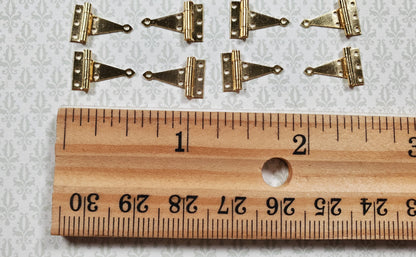 Dollhouse Miniature T Hinges Working x16 Gold 1:12 Scale Includes Nails