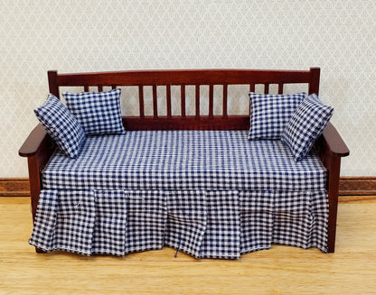 Dollhouse Day Bed with Pillows Mahogany Finish 1:12 Scale Miniature Furniture
