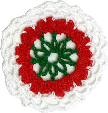 Dollhouse Hand Crocheted Small Round Doily Christmas Colors 1:12 Scale Miniature