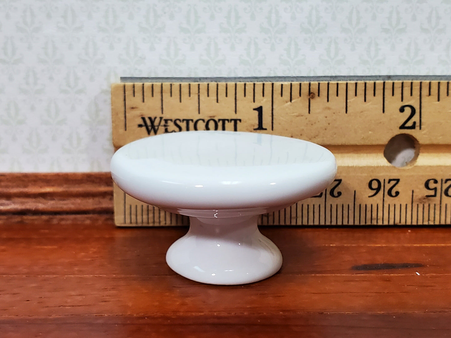 Dollhouse Cake Stand Platter All White Ceramic 1:12 Scale Miniature Plate