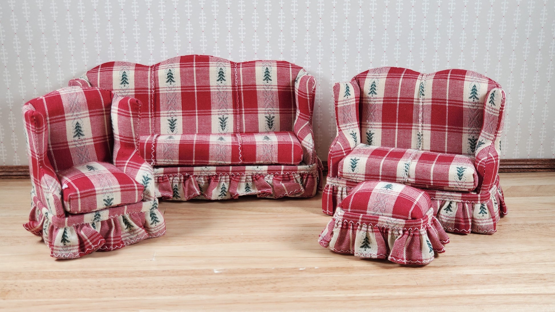 Dollhouse Living Room Set 4 pc Cabin Theme 1:12 Scale Miniature Furniture