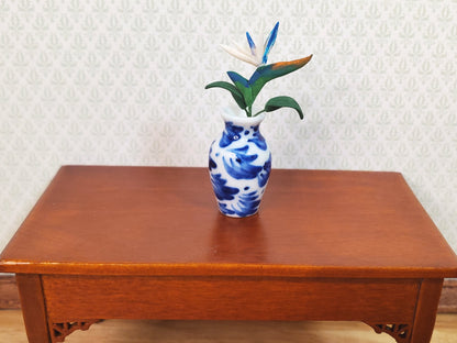 Dollhouse White Bird of Paradise Single Stem with Foliage 1:12 Scale Miniature