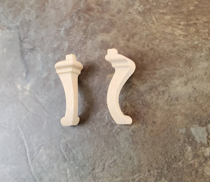 Dollhouse Miniature Cabriole Legs Large for Furniture Set of 2 Pieces 1 9/16"