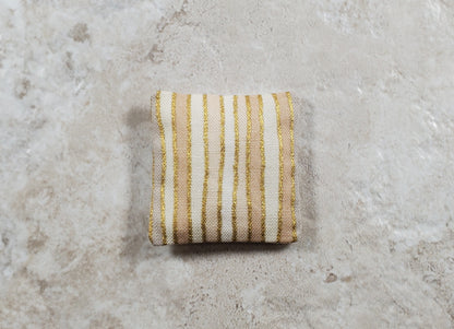 Dollhouse Miniature Pillow Cream & Gold Handmade 1:12 Scale 1 1/2"