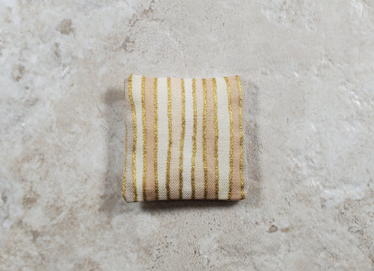 Dollhouse Miniature Pillow Cream & Gold Handmade 1:12 Scale 1 1/2"