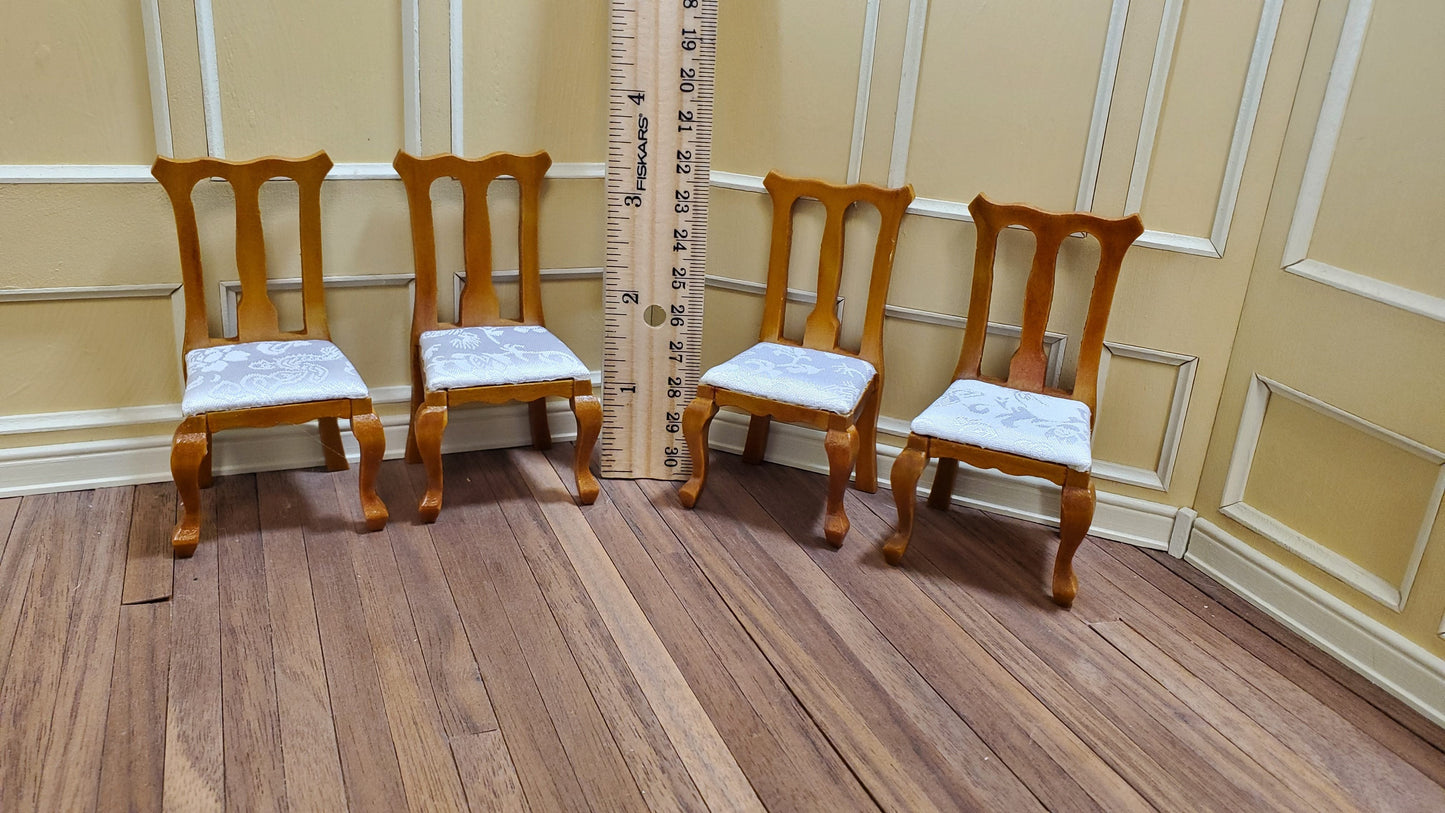 Dollhouse Dining Room Set Table Chairs Buffet in Walnut 1:12 Scale Miniature Furniture