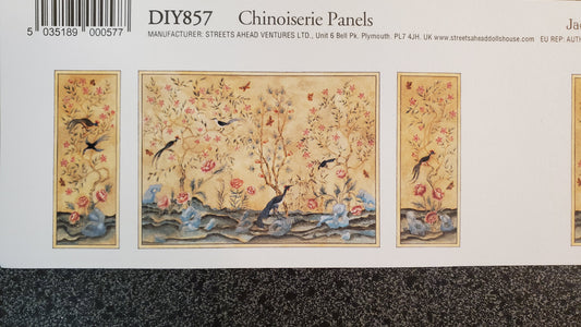 Dollhouse HALF SCALE Mural Birds and Flowers Wall Panels 3 Pieces 1:24 Wallpaper