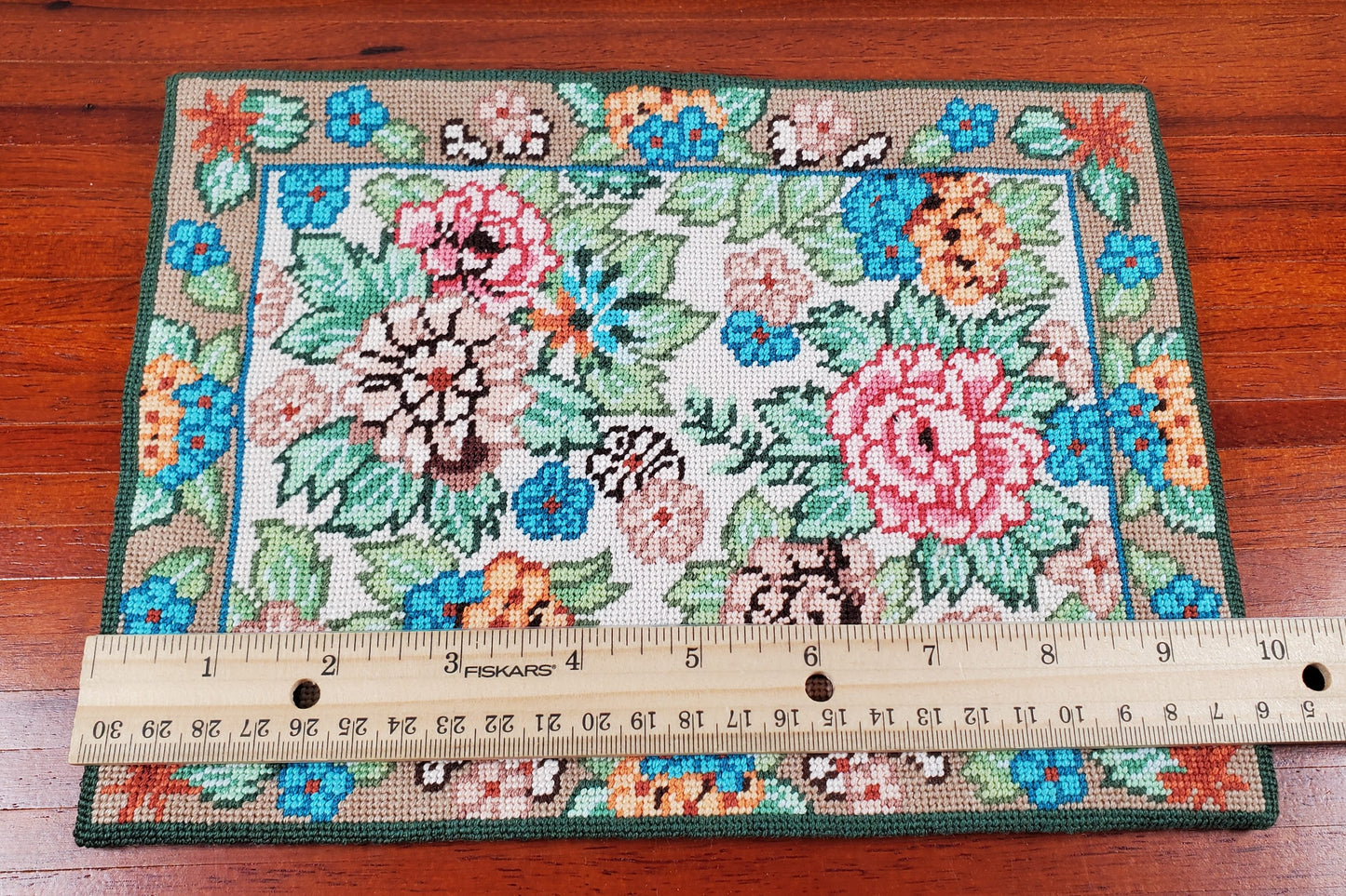 Dollhouse Needlepoint Rug Large Aubusson Style 1:12 Scale Carpet Floral