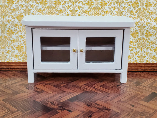 Dollhouse TV Media Stand Low Cabinet Modern Style White 1:12 Scale Miniature Furniture