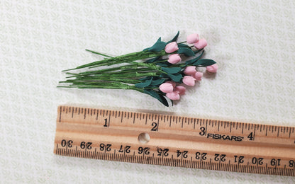 Dollhouse Light Pink Tulips Loose Bouquet One Dozen 1:12 Scale Miniature