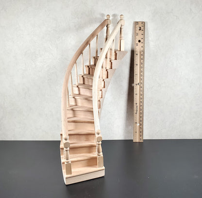 Dollhouse Right Curved Staircase Assembled 1:12 Scale Miniature Stairs Steps