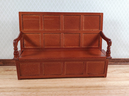 Dollhouse Settle Bench with High Back and Opening Seat 1:12 Scale Furniture