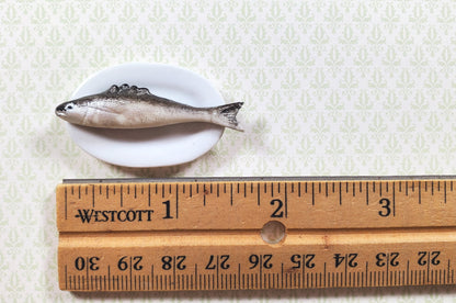 Dollhouse Bluefish on a Plate 1:12 Scale Miniature Food Kitchen