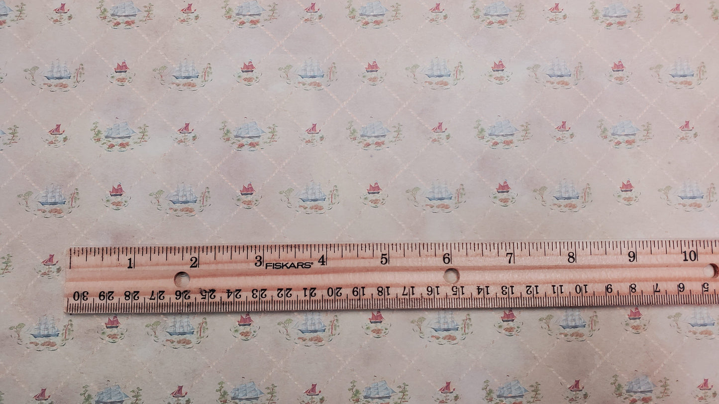 Dollhouse Wallpaper 3 Sheets Colonial Clipper Ships 1:12 Scale Miniature