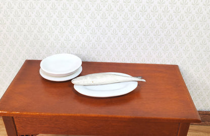 Dollhouse Bluefish on a Plate 1:12 Scale Miniature Food Kitchen