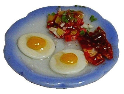 Dollhouse Eggs Bacon Hash Browns on a Plate 1:12 Scale Miniature Food