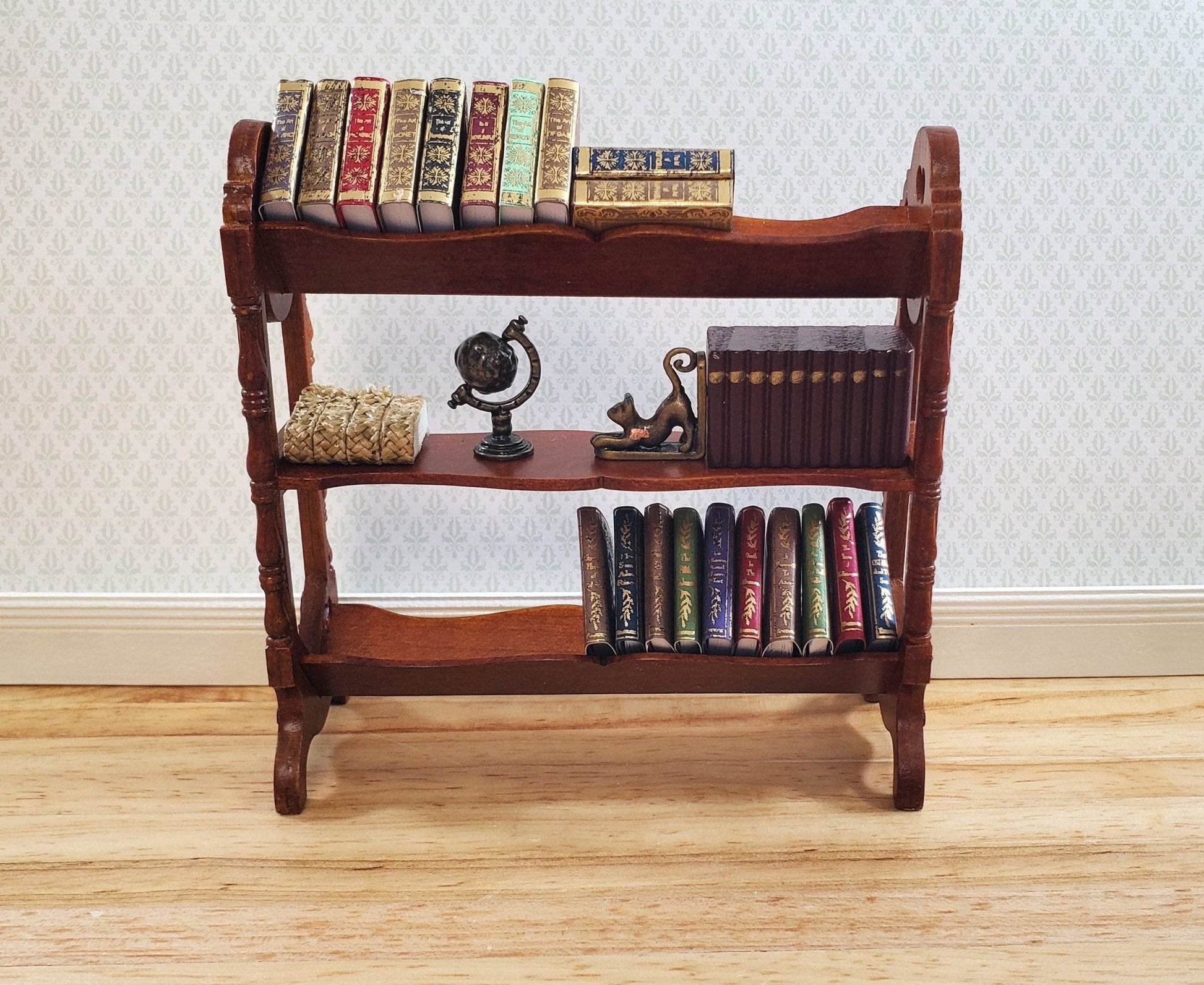 JBM Dollhouse Book Trough Stand Arts and Crafts Style LARGE 1:12 Scale Miniature - Miniature Crush
